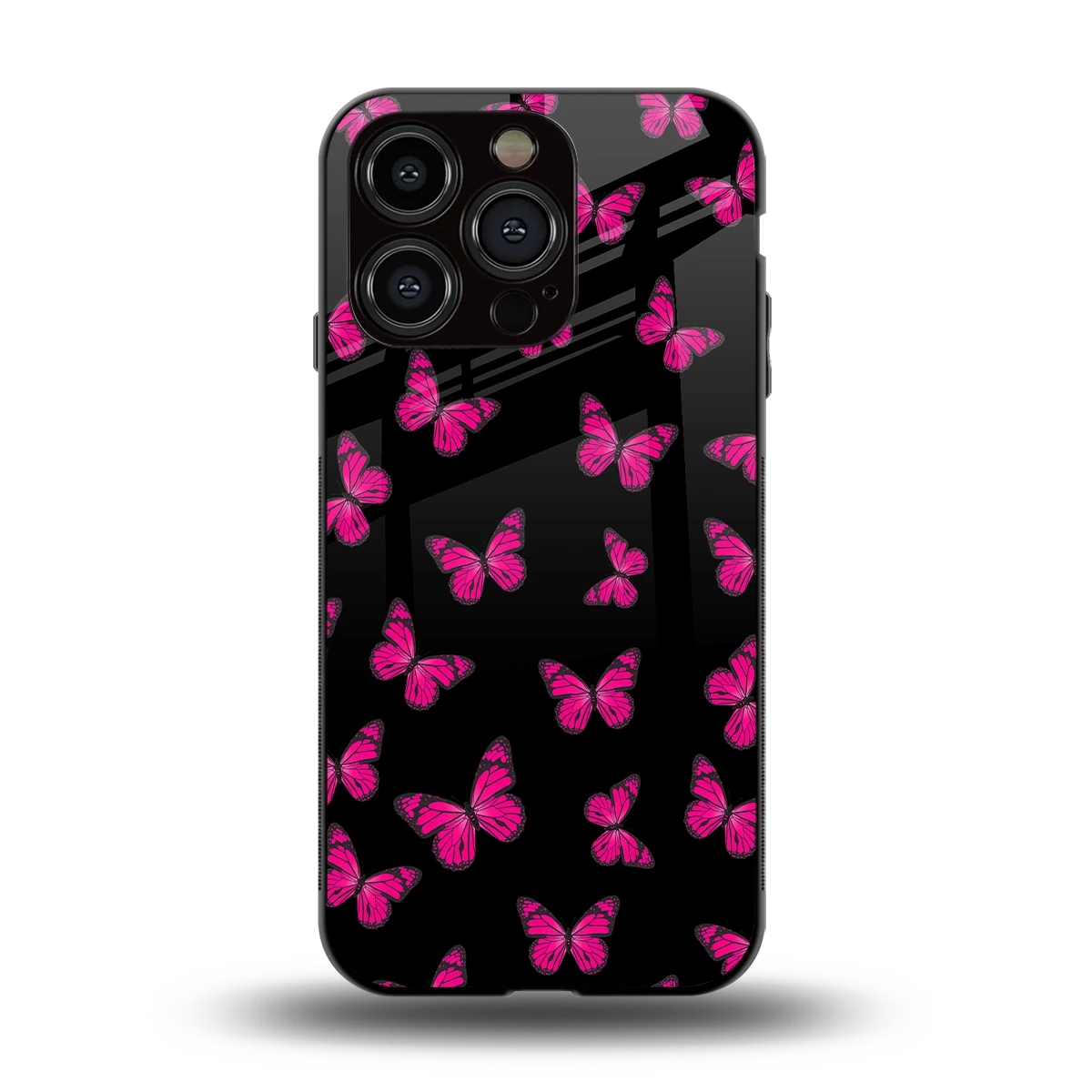 Butterfly Burst Black back phone cover | glass case for iphone 13 pro