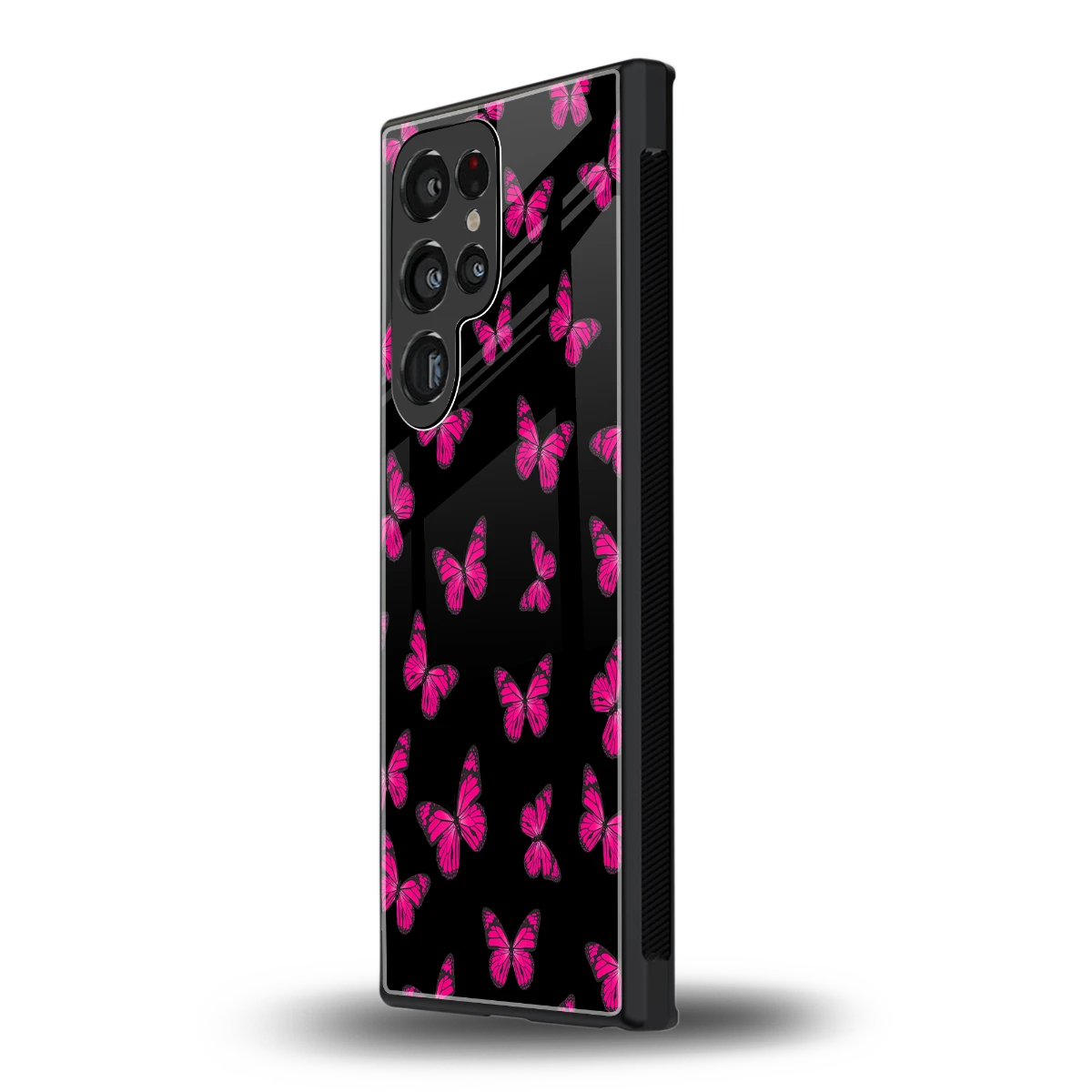 Butterfly Burst Black samsung galaxy s24 ultra mobile cover | shockproof glass phone case