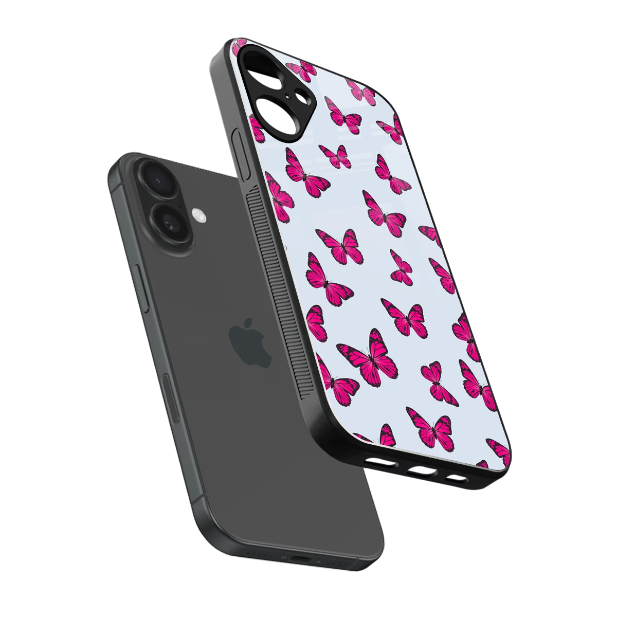 Butterfly Burst Lite sleek iphone 16 plus cover with tempered glass back and TPU edges