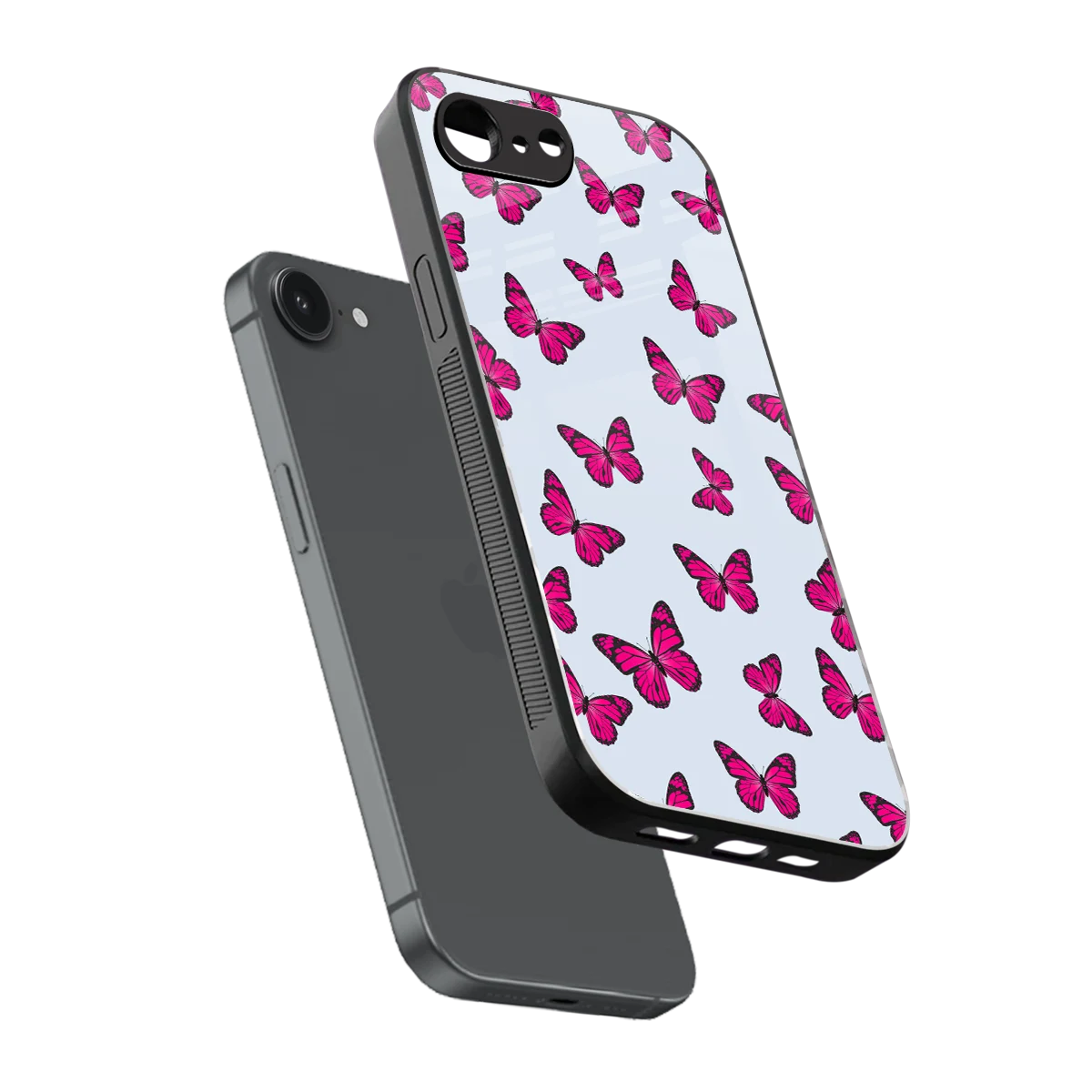 Butterfly Burst Lite sleek iphone 16e cover with tempered glass back and TPU edges