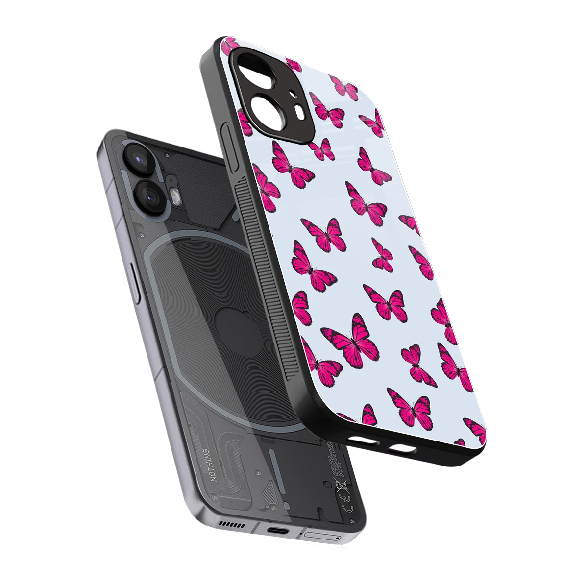 Butterfly Burst Lite sleek nothing phone 2 cover with tempered glass back and TPU edges