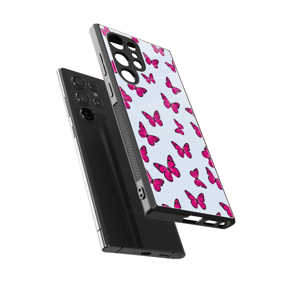 Butterfly Burst Lite sleek samsung galaxy s24 ultra cover with tempered glass back and TPU edges