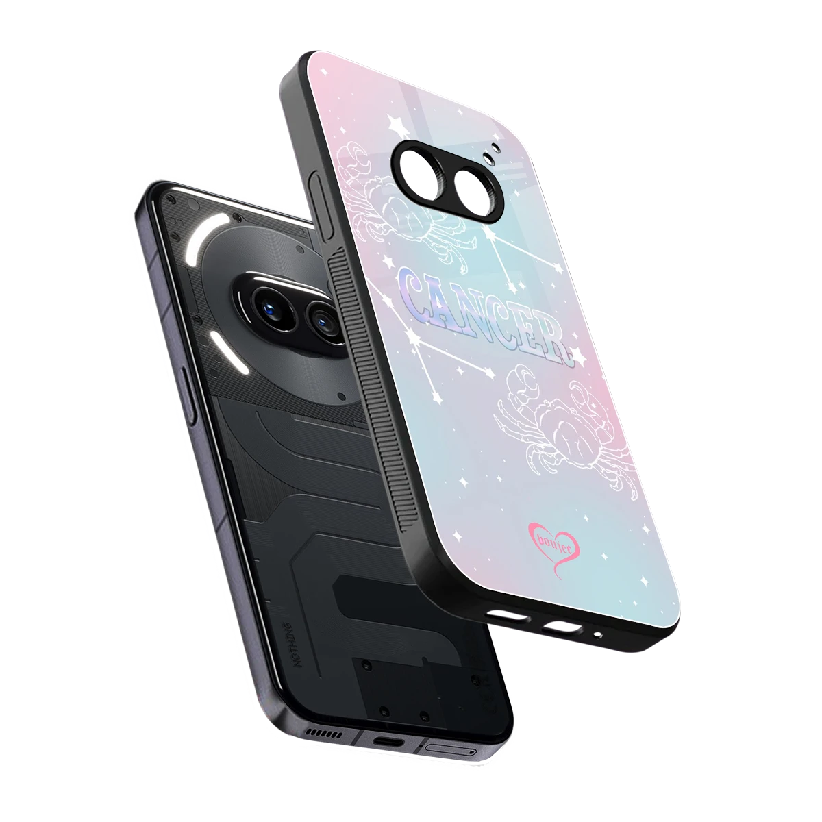 Cancer Aura sleek nothing phone 2a cover with tempered glass back and TPU edges