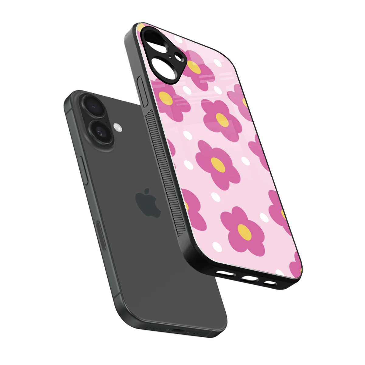Candy Flower sleek iphone 16 plus cover with tempered glass back and TPU edges