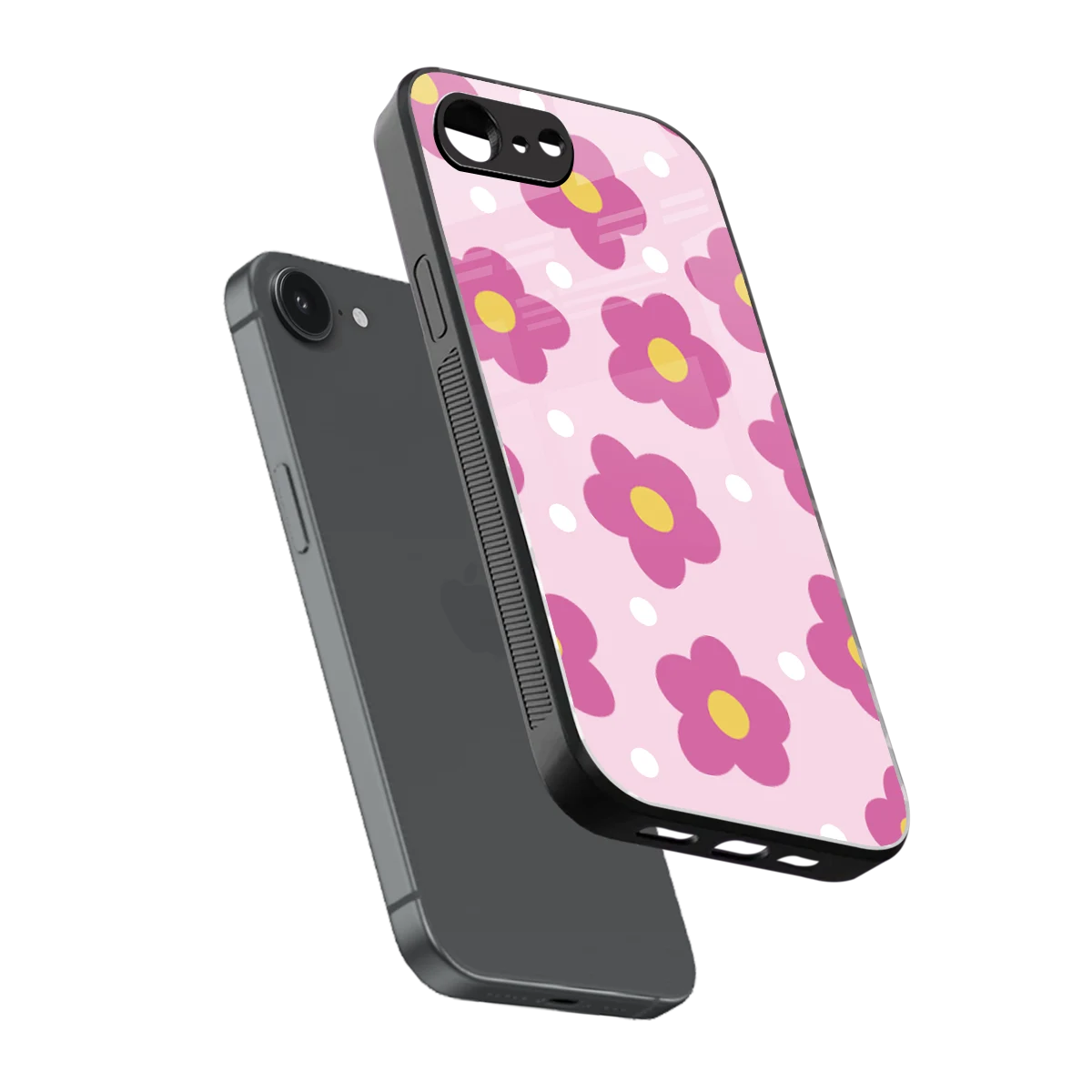 Candy Flower sleek iphone 16e cover with tempered glass back and TPU edges