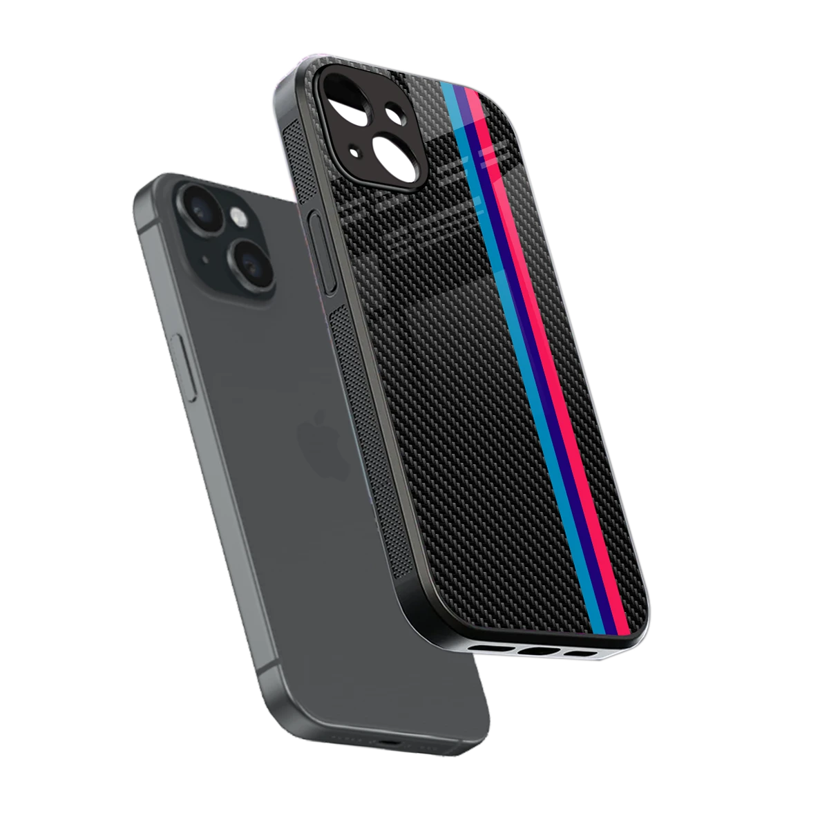 Carbon Fiber sleek iphone 13 mini cover with tempered glass back and TPU edges