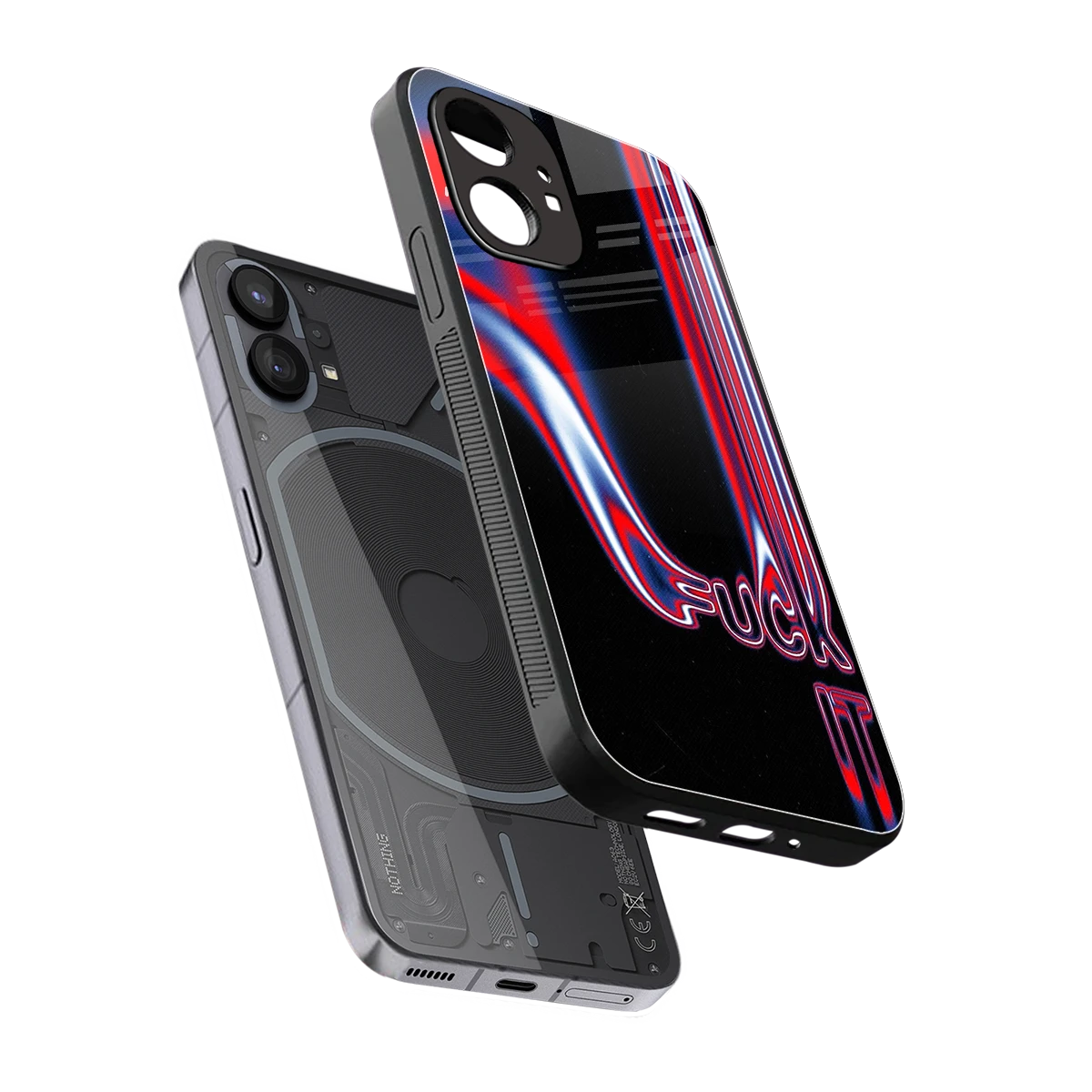 Carefree Glow sleek nothing phone 1 cover with tempered glass back and TPU edges