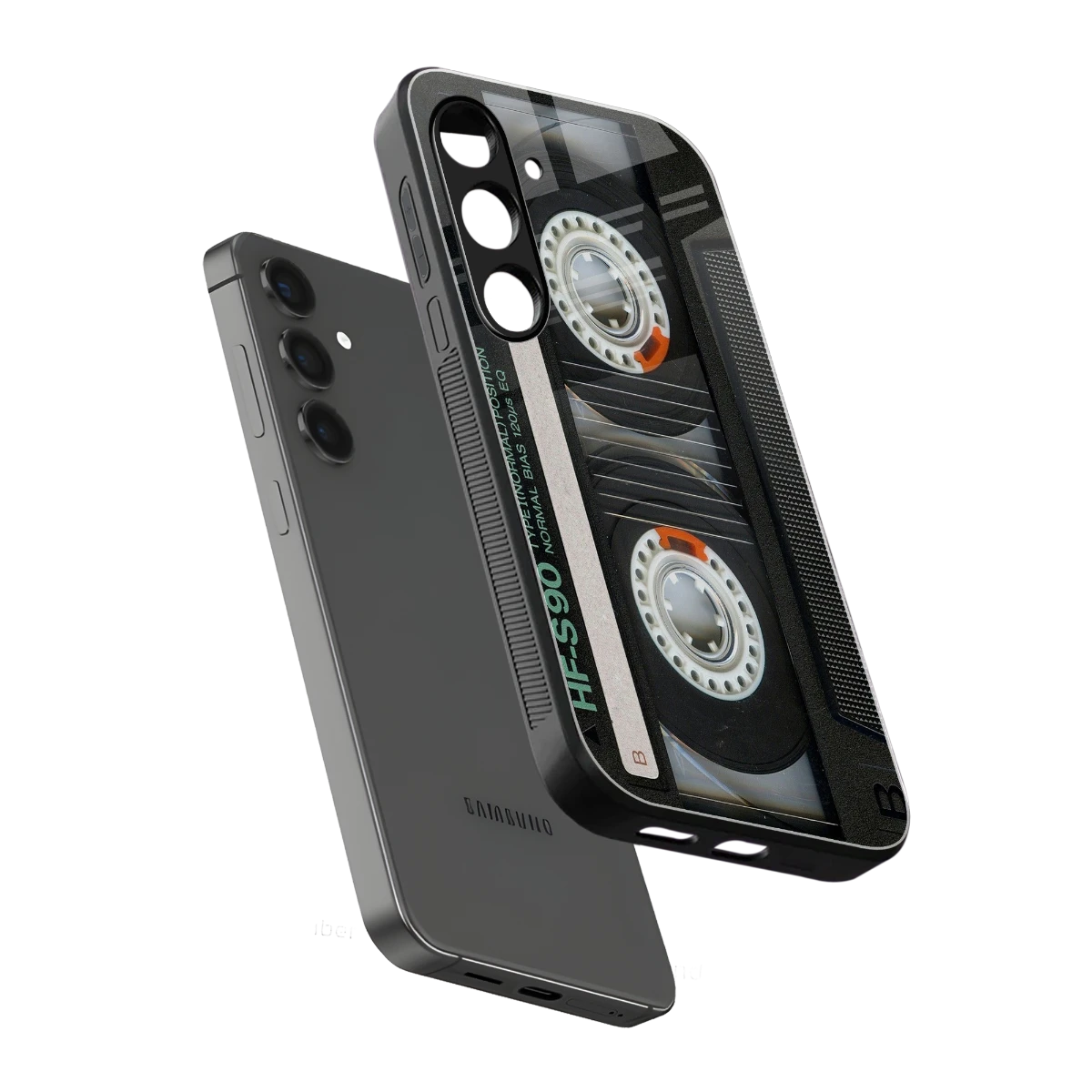 Cassette Tape sleek samsung galaxy s24 cover with tempered glass back and TPU edges