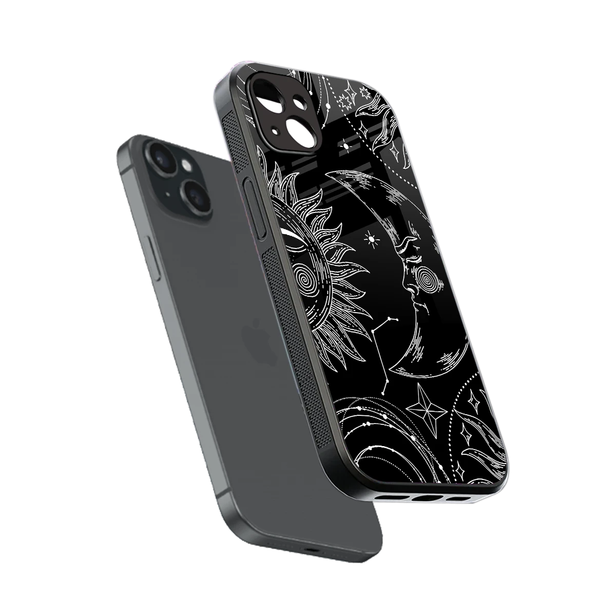 Celestial Duo sleek iphone 14 plus cover with tempered glass back and TPU edges
