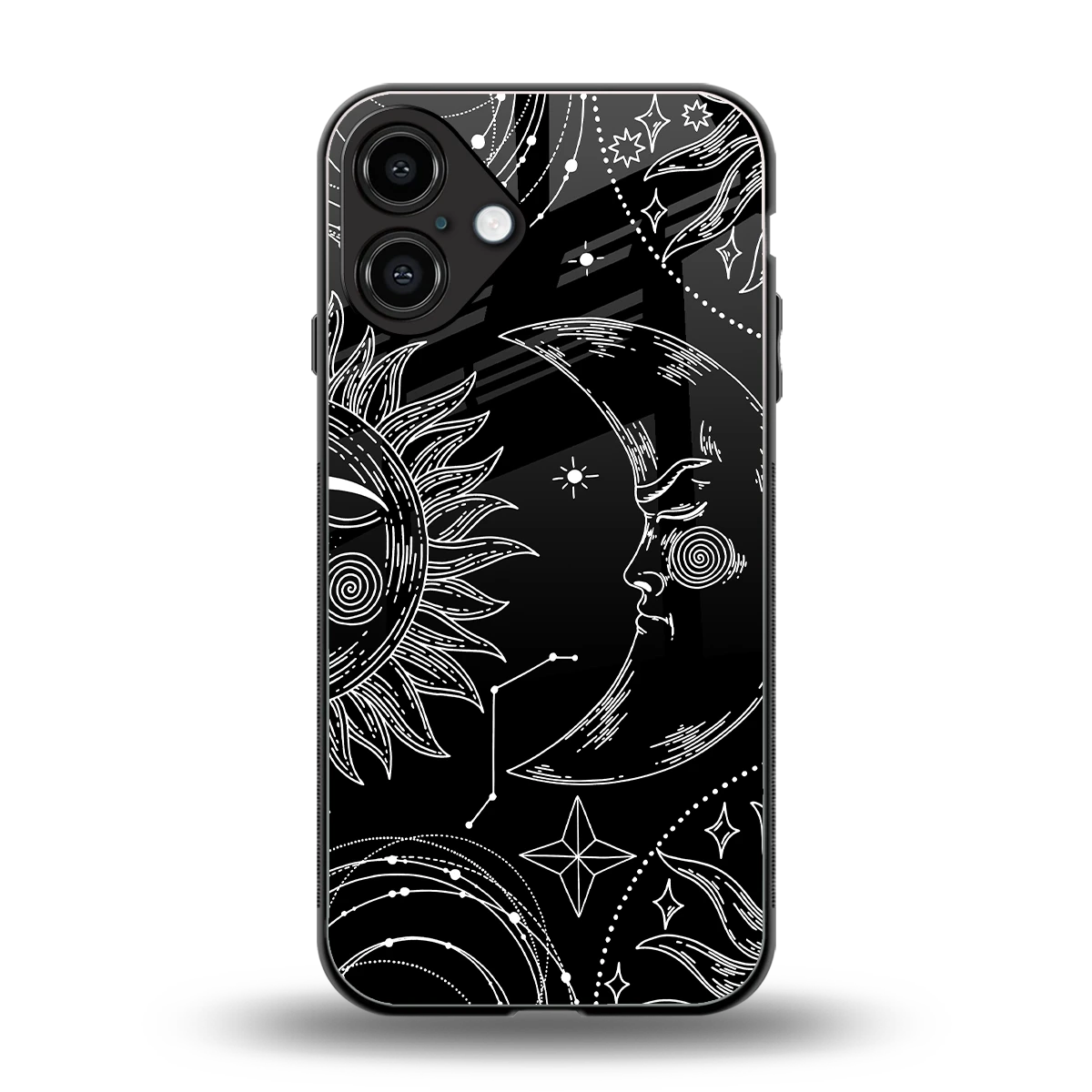 Celestial Duo back phone cover | glass case for iphone 16 plus