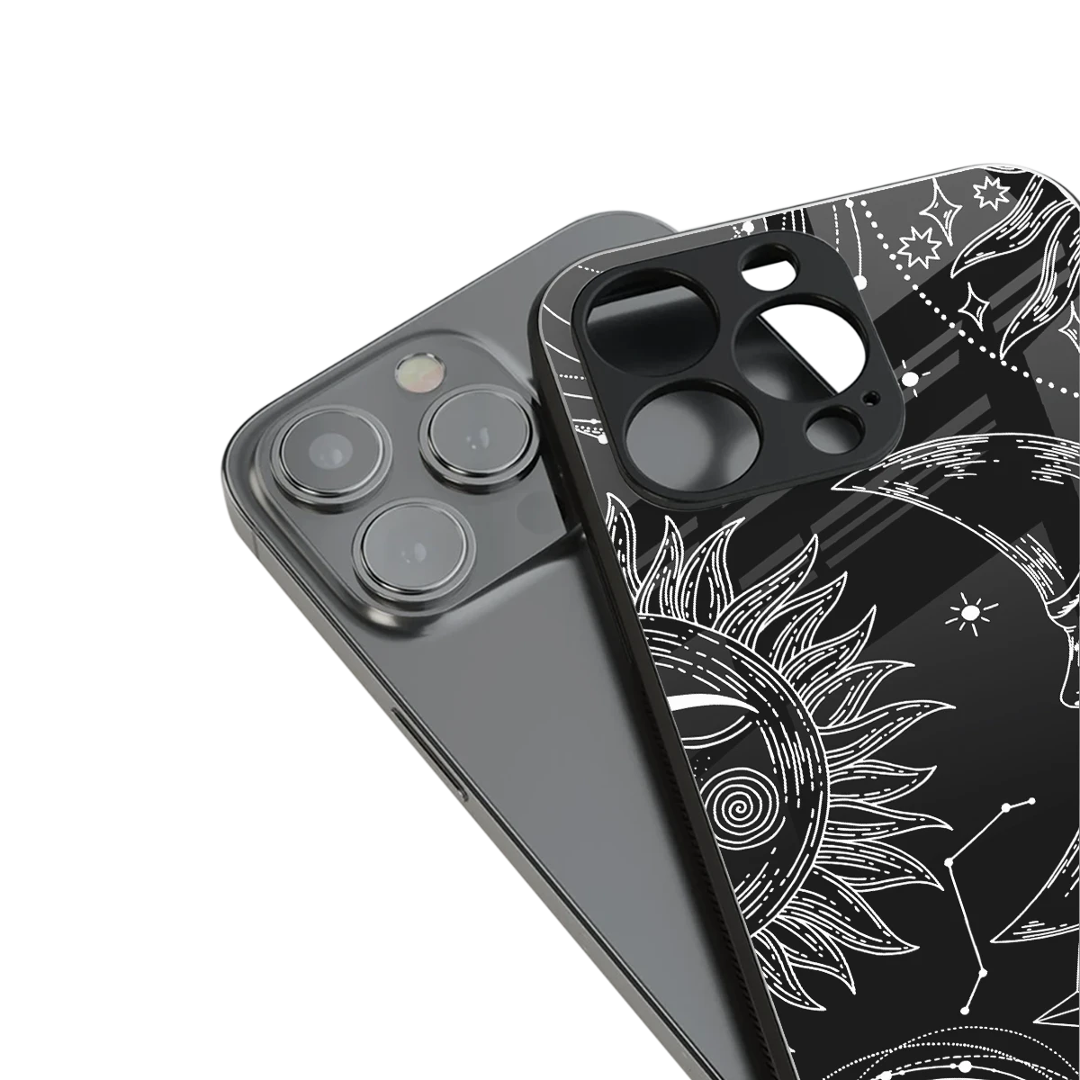 Celestial Duo stylish phone case for iphone 14 pro max | glossy glass and slim fit