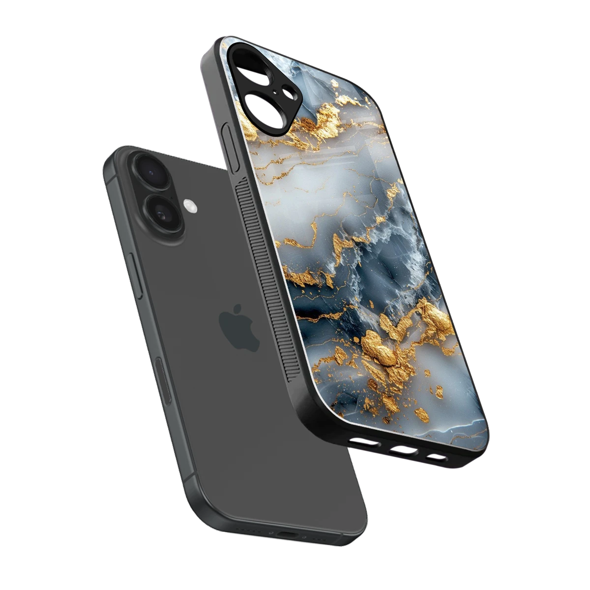 Celestial Marble sleek iphone 16 plus cover with tempered glass back and TPU edges