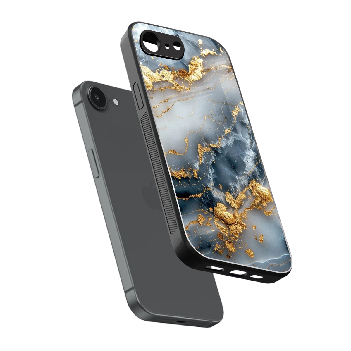Celestial Marble sleek iphone 16e cover with tempered glass back and TPU edges