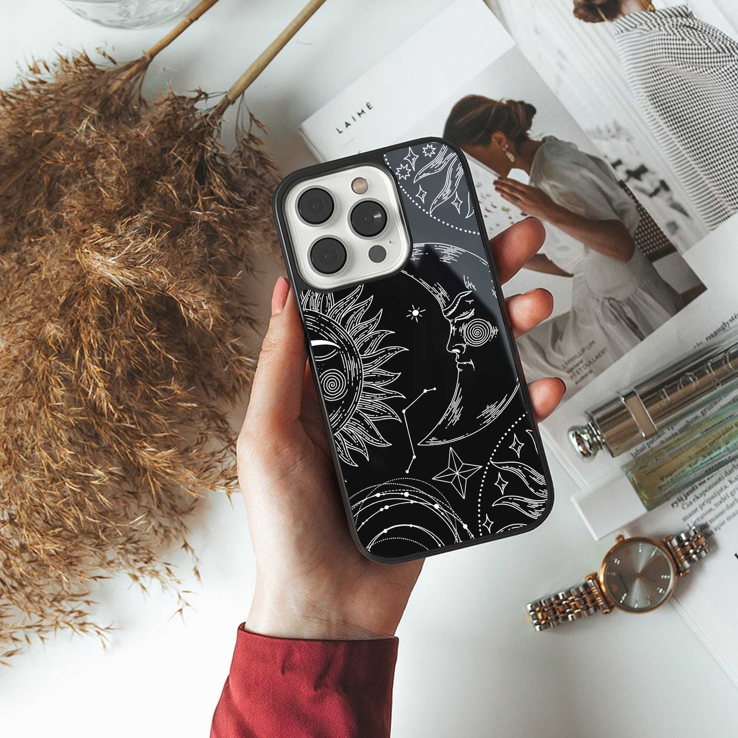Celestial Duo Phone Case for Iphone 16 | Glass Case