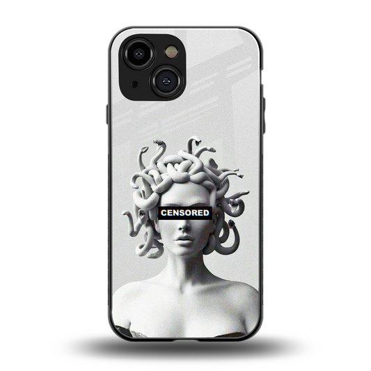 Censored back phone cover | glass case for iphone 13 mini