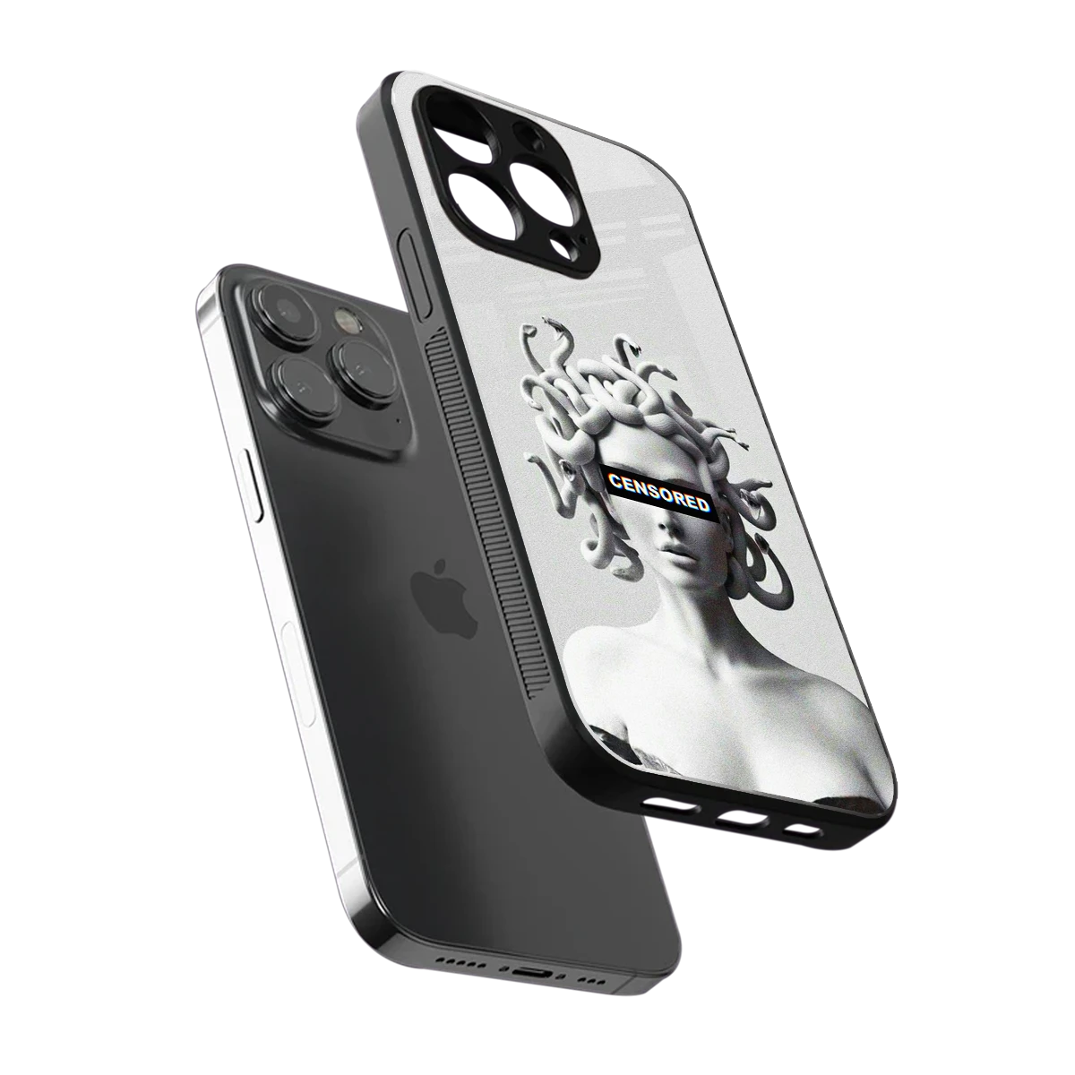 Censored sleek iphone 14 pro max cover with tempered glass back and TPU edges