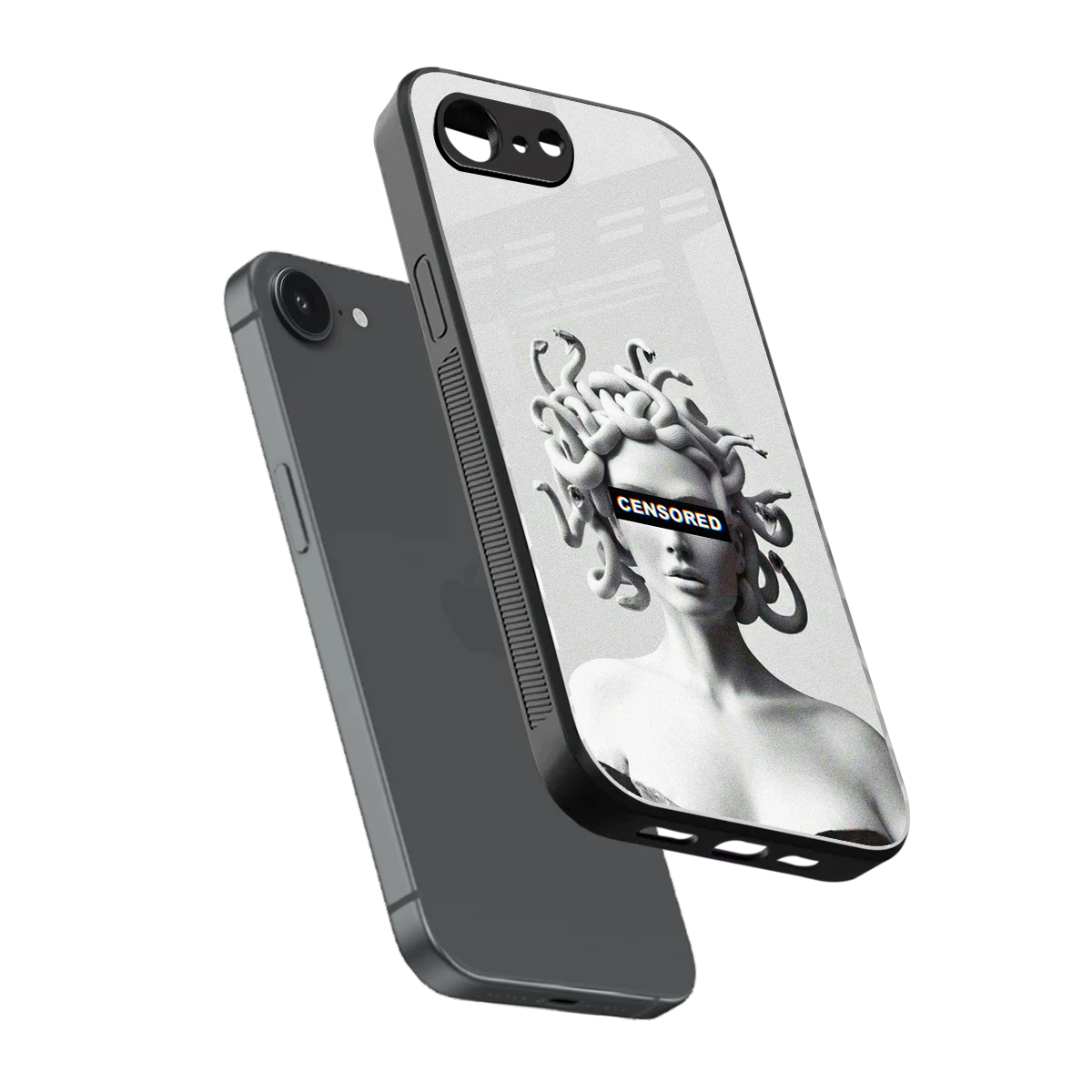 Censored sleek iphone 16e cover with tempered glass back and TPU edges