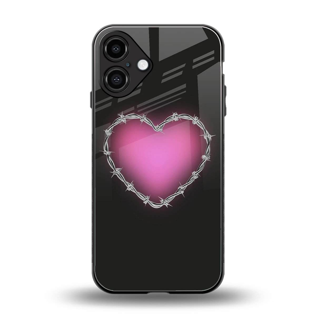 Chained Heart back phone cover | glass case for iphone 16 plus