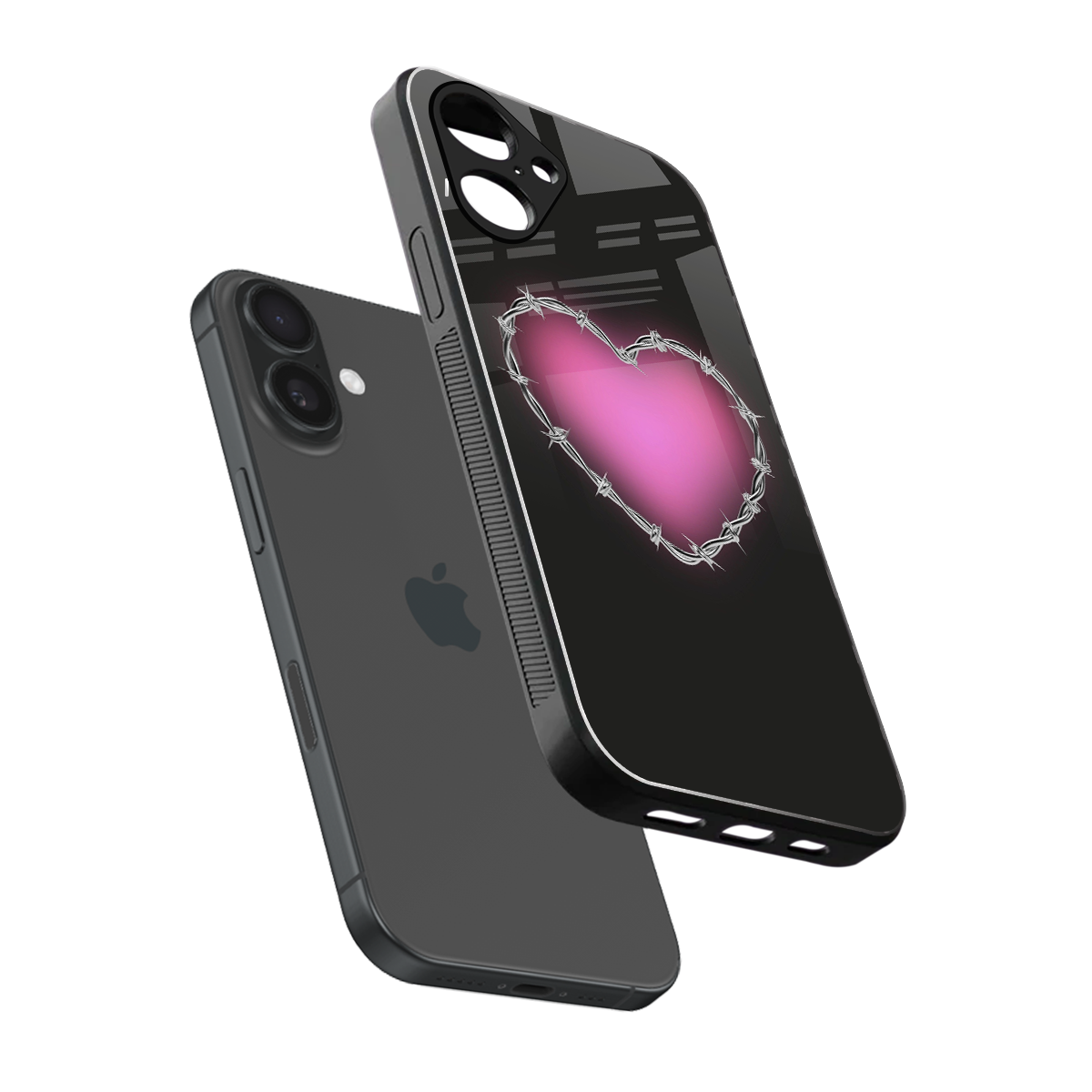 Chained Heart Phone Case for Iphone 16 | Glass Case