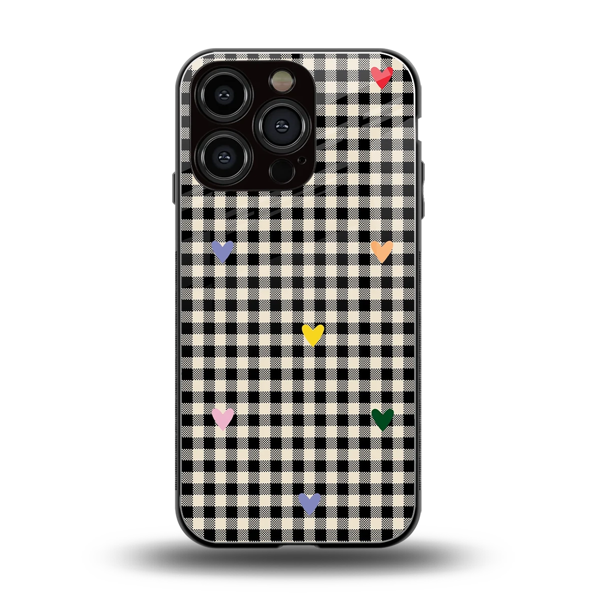 Checkered Love back phone cover | glass case for iphone 16 pro