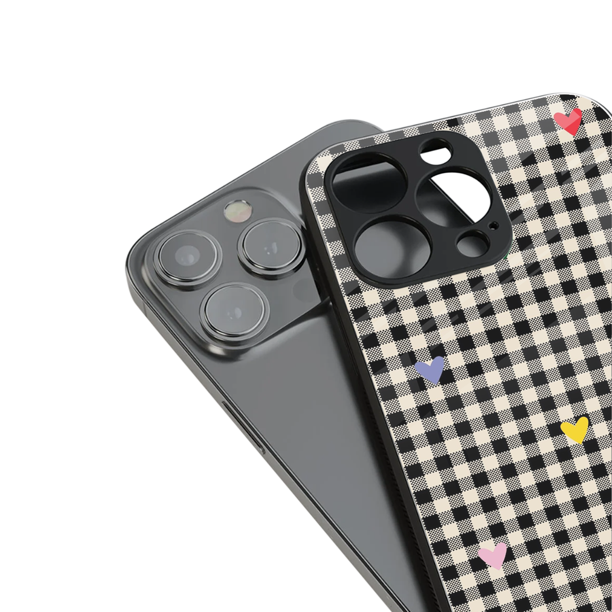 Checkered Love Phone Case for Iphone 16 | Glass Case