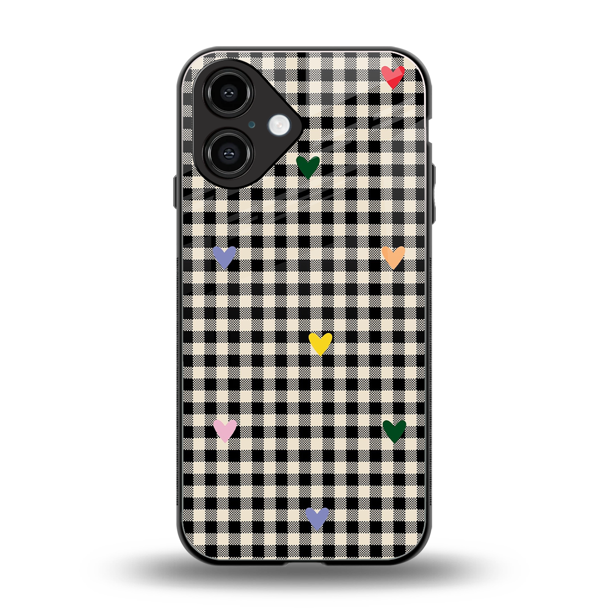 Checkered Love Phone Case for Iphone 16 | Glass Case