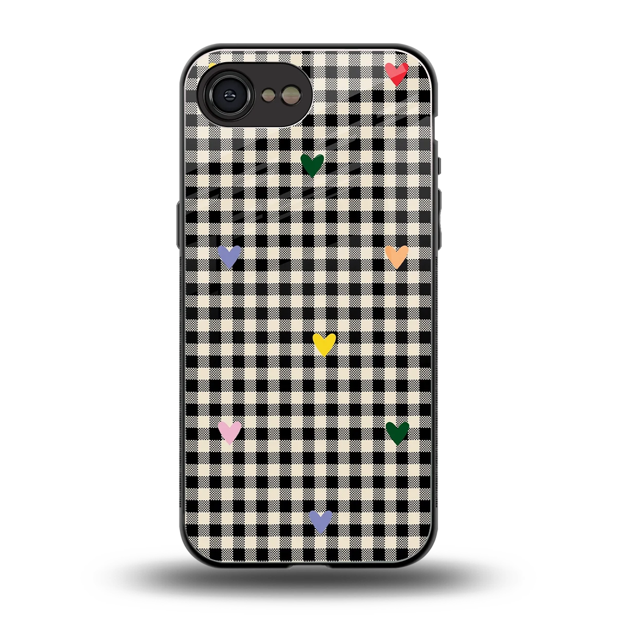 Checkered Love back phone cover | glass case for iphone 16e