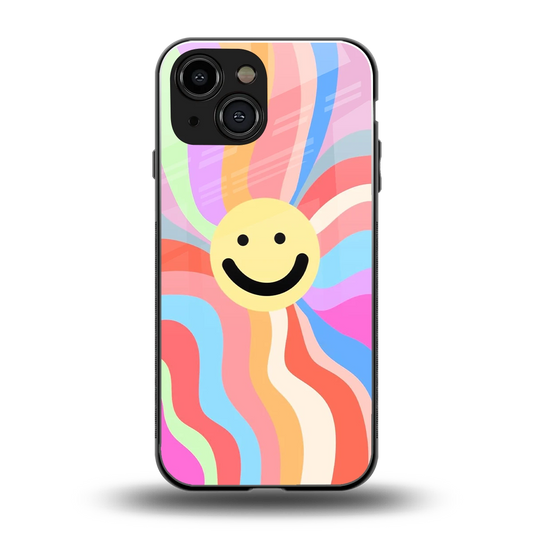 Cheerful Smiley back phone cover | glass case for iphone 13 mini
