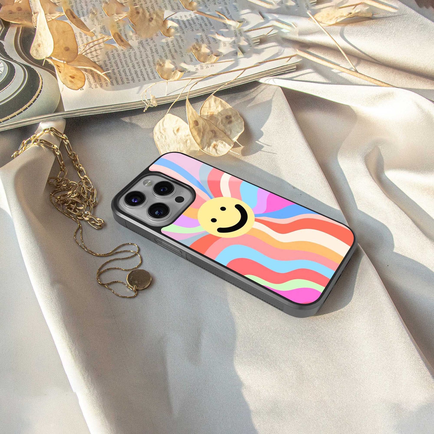 Cheerful Smiley Phone Case for Iphone 16 | Glass Case