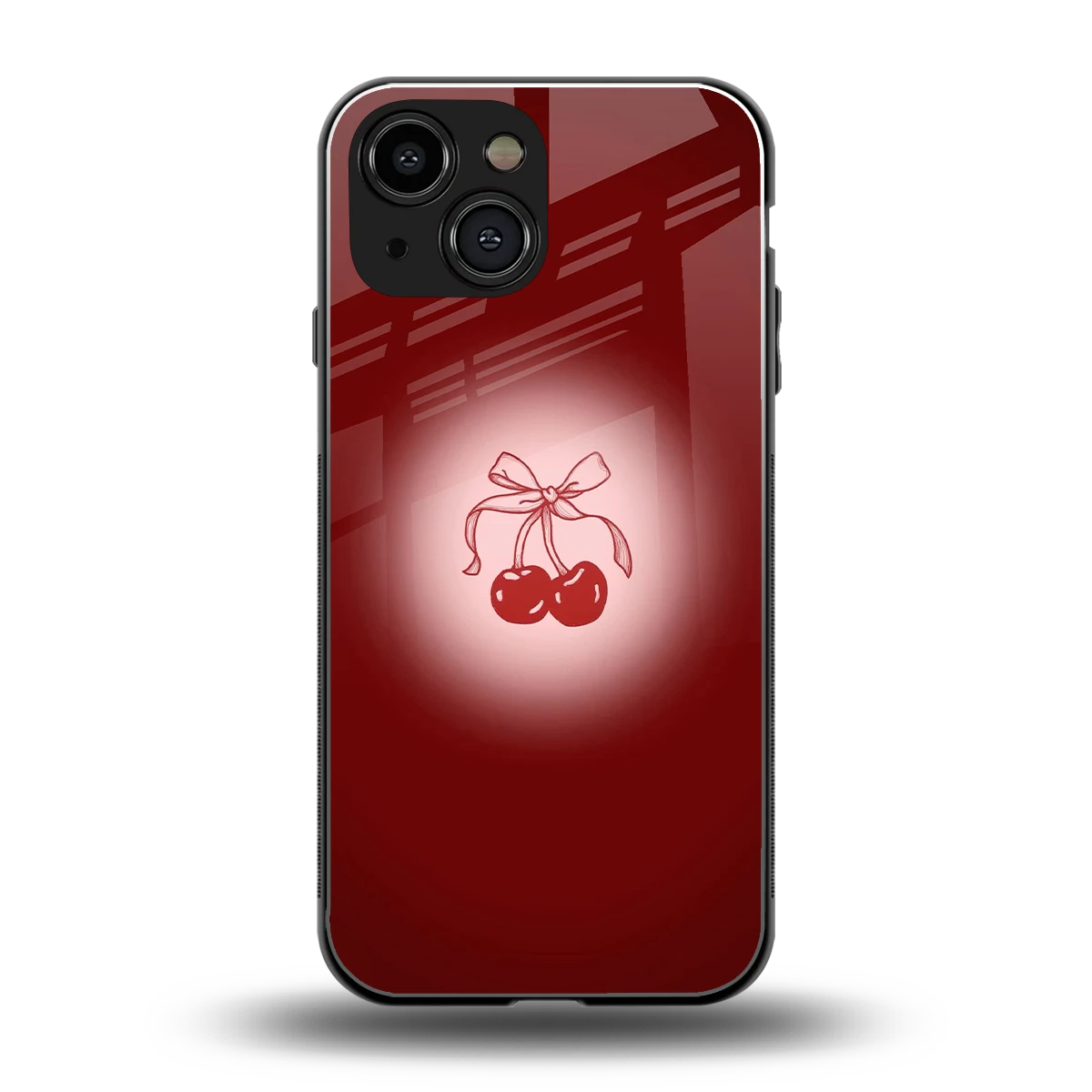 Cherry Bow back phone cover | glass case for iphone 13 mini