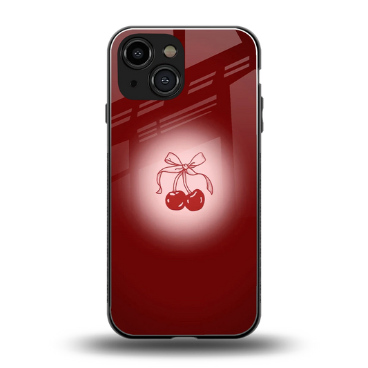 Cherry Bow back phone cover | glass case for iphone 13 mini
