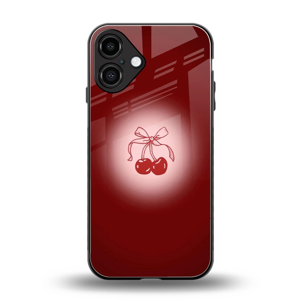 Cherry Bow back phone cover | glass case for iphone 16 plus