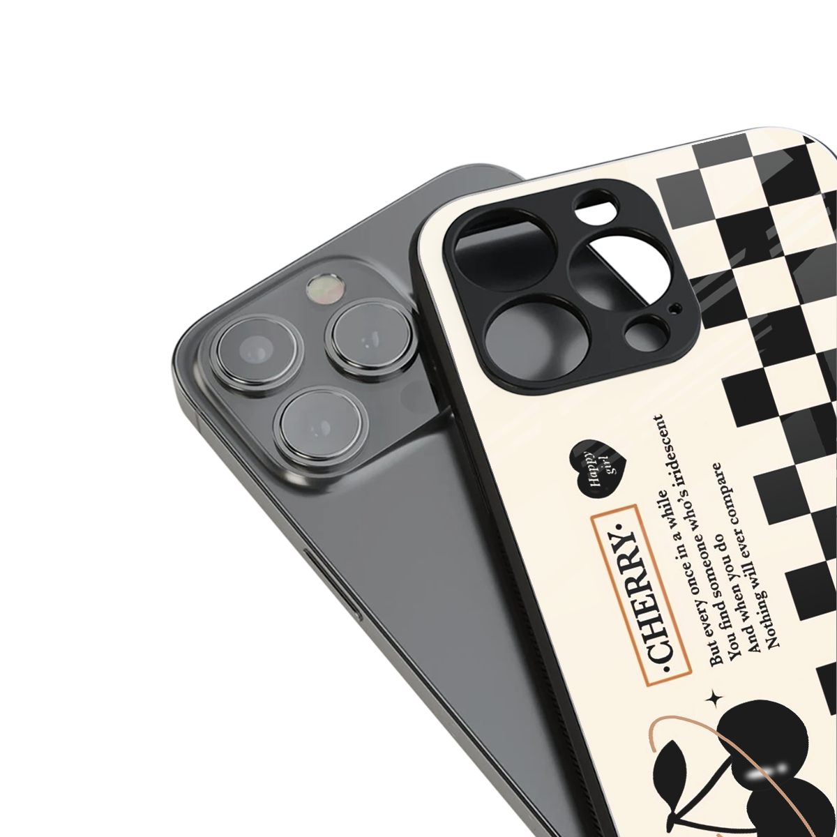Cherry Checkered Phone Case for Iphone 16 | Glass Case