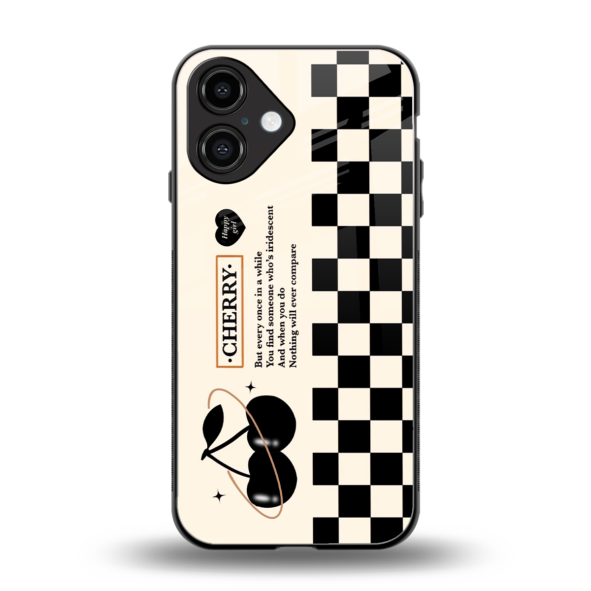 Cherry Checkered Phone Case for Iphone 16 | Glass Case