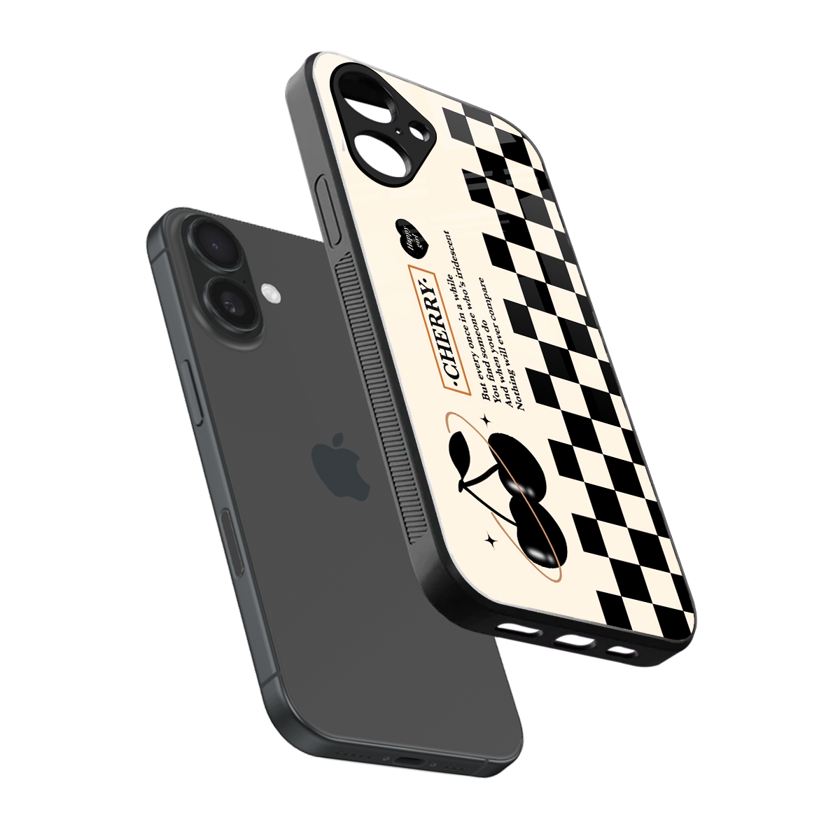 Cherry Checkered Phone Case for Iphone 16 | Glass Case