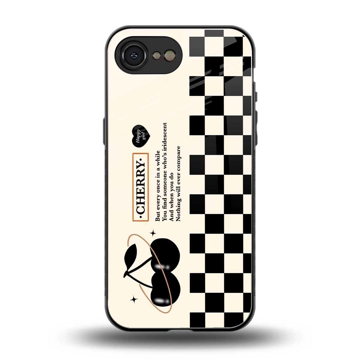 Cherry Checkered back phone cover | glass case for iphone 16e