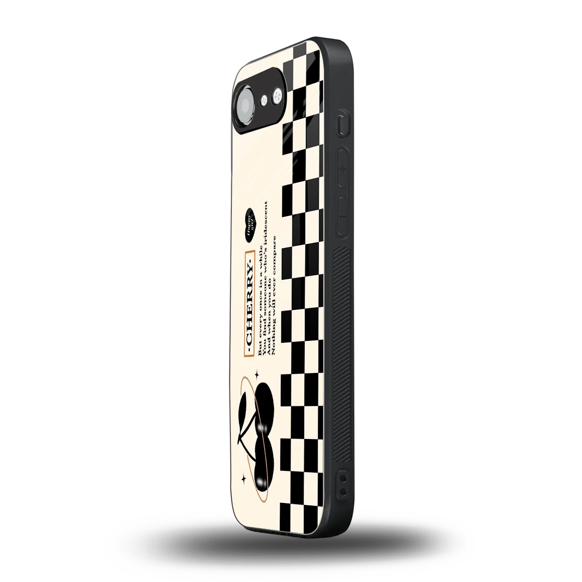 Cherry Checkered iphone 16e mobile cover | shockproof glass phone case