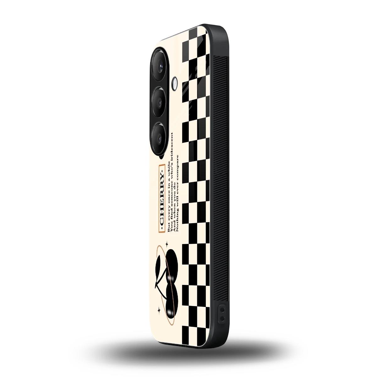 Cherry Checkered samsung galaxy s25 plus mobile cover | shockproof glass phone case