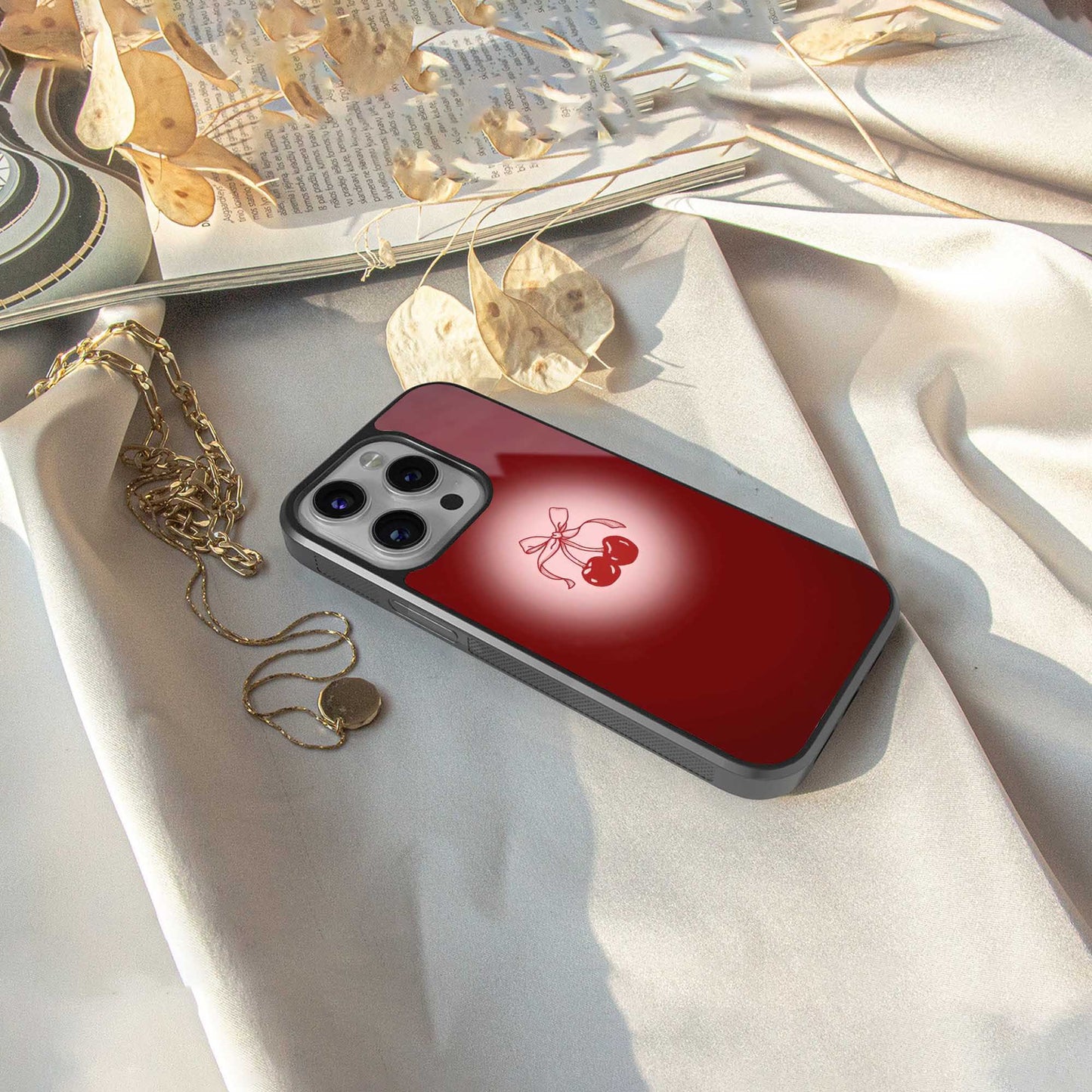Cherry Bow Phone Case for Iphone 16 | Glass Case