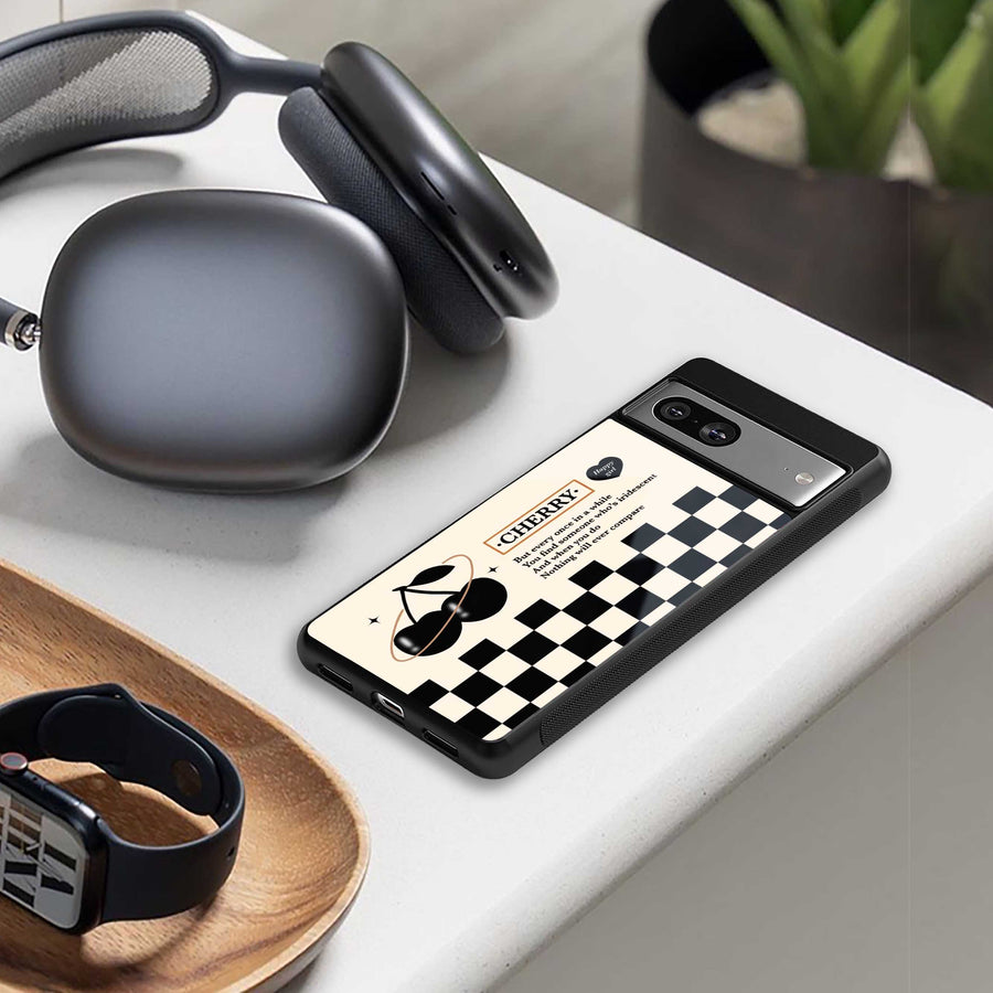 Cherry Checkered Phone Case for Samsung Galaxy S23 Plus | Glass Case