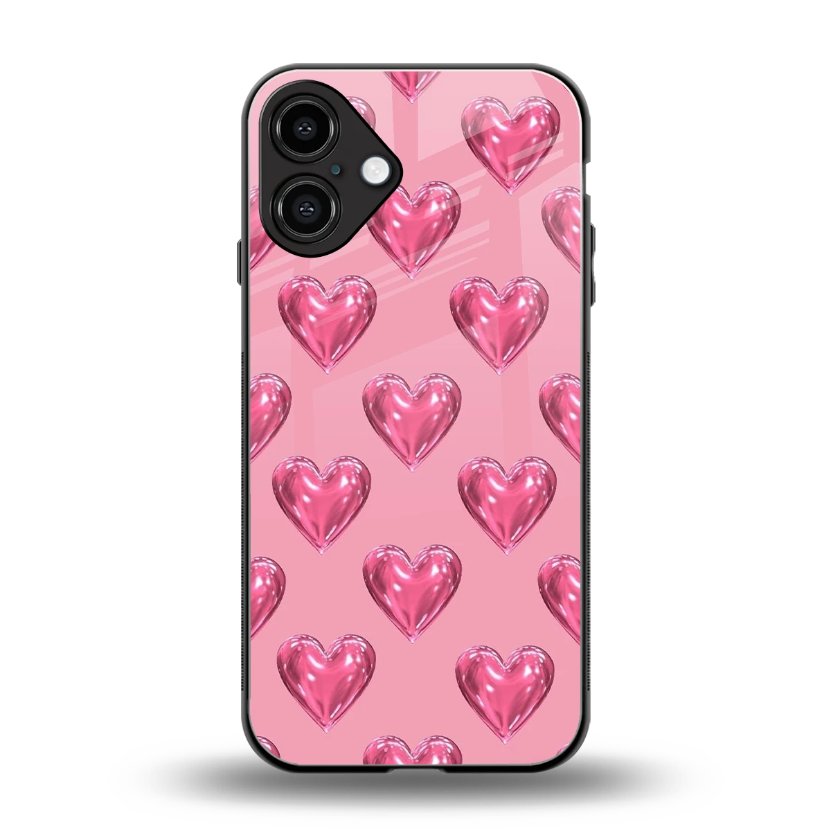 Chrome Blush back phone cover | glass case for iphone 16 plus