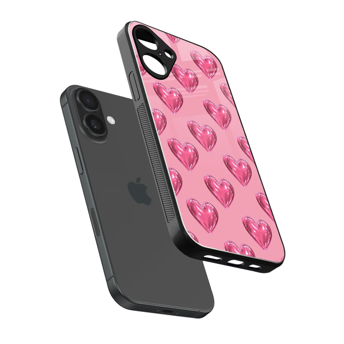 Chrome Blush sleek iphone 16 plus cover with tempered glass back and TPU edges