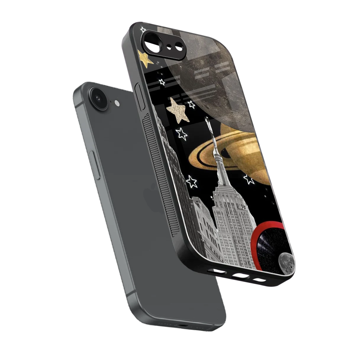 City Cosmos sleek iphone 16e cover with tempered glass back and TPU edges