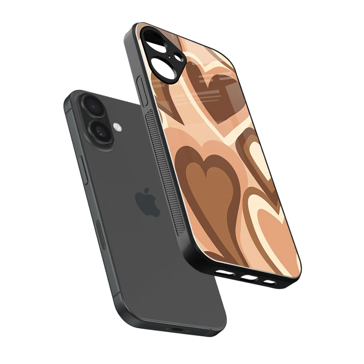 Cocoa Heartbeat sleek iphone 16 plus cover with tempered glass back and TPU edges