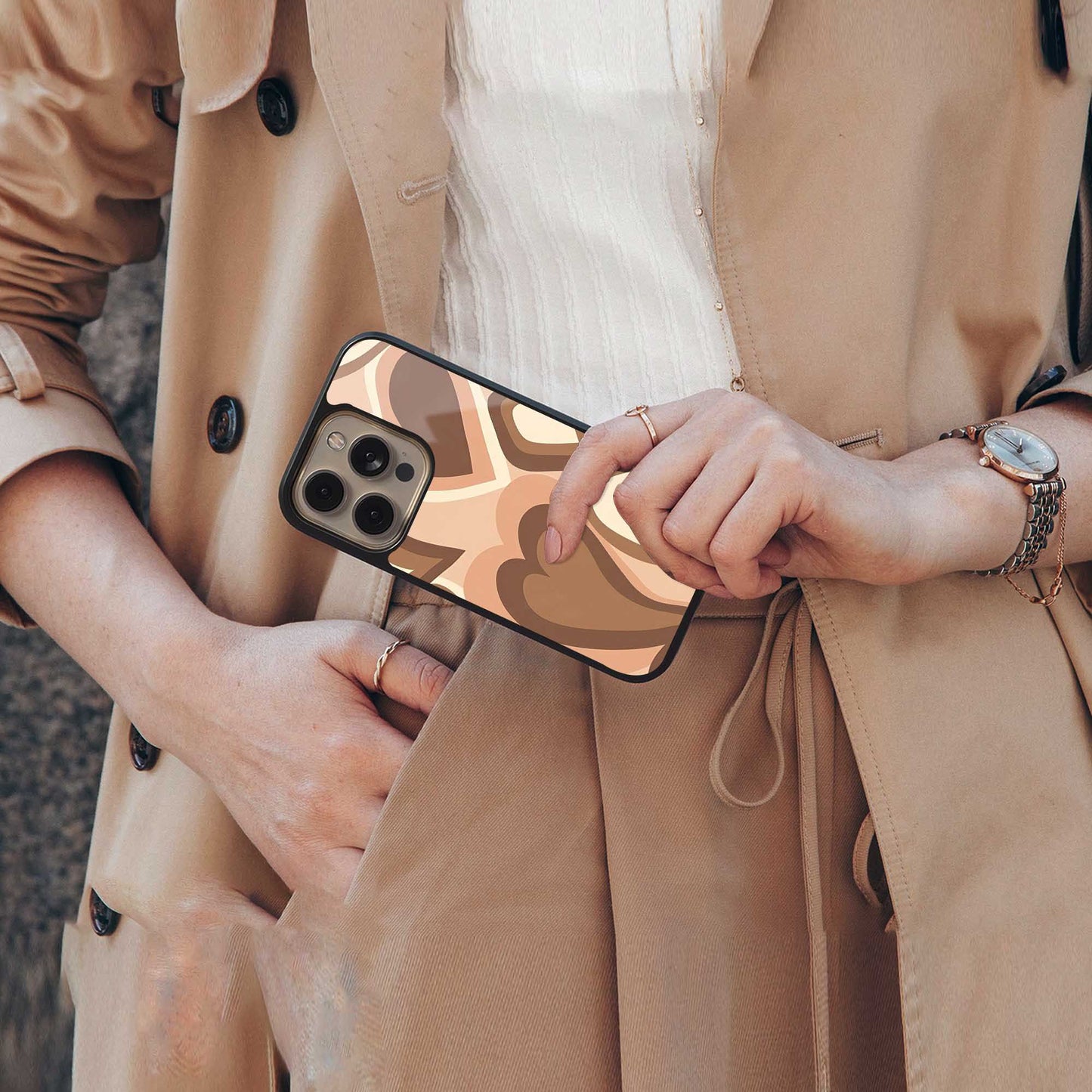 Cocoa Heartbeat Phone Case for Iphone 16 | Glass Case