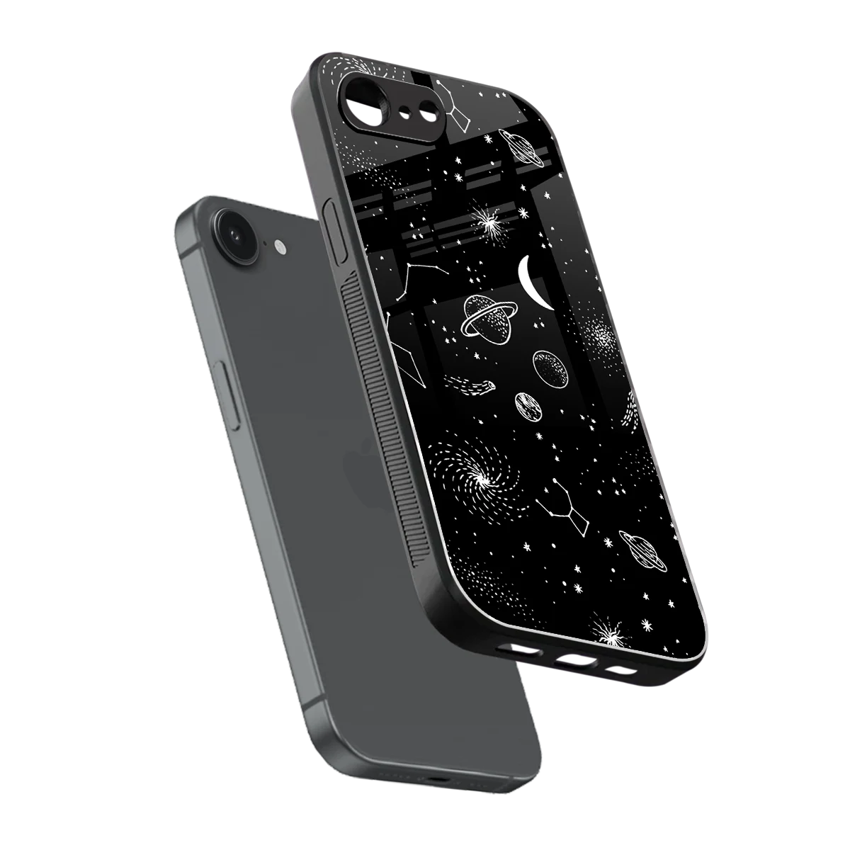 Cosmic Dreams sleek iphone 16e cover with tempered glass back and TPU edges
