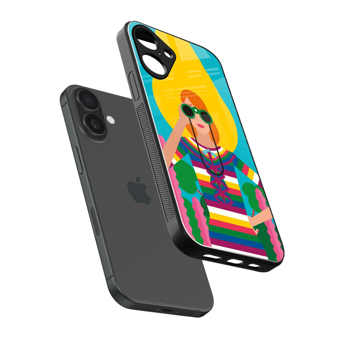 Cosmic Explorer sleek iphone 16 plus cover with tempered glass back and TPU edges