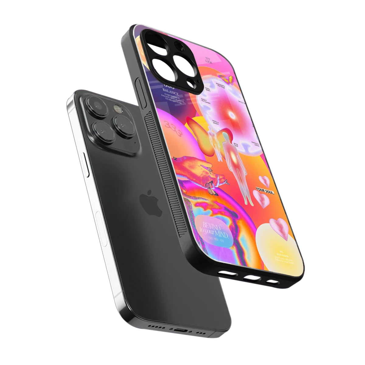 Cosmic Trinity sleek iphone 13 pro cover with tempered glass back and TPU edges