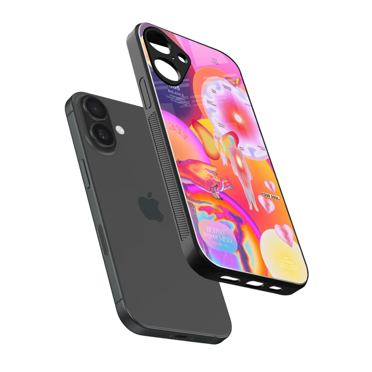 Cosmic Trinity sleek iphone 16 plus cover with tempered glass back and TPU edges