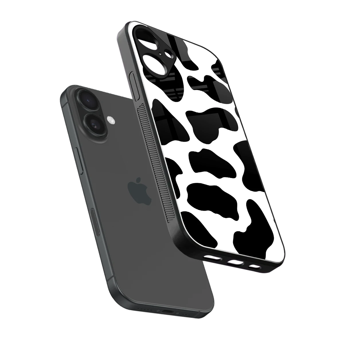 Cow Fur sleek iphone 16 plus cover with tempered glass back and TPU edges